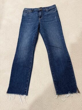 Sanctuary High Rise Jeans Size 29 Raw Hem Side Slit Crop Stretch Denim